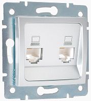 Розетка компьютерная без рамки Lezard Karina 2-м. RJ45 5e матовое серебро картинка